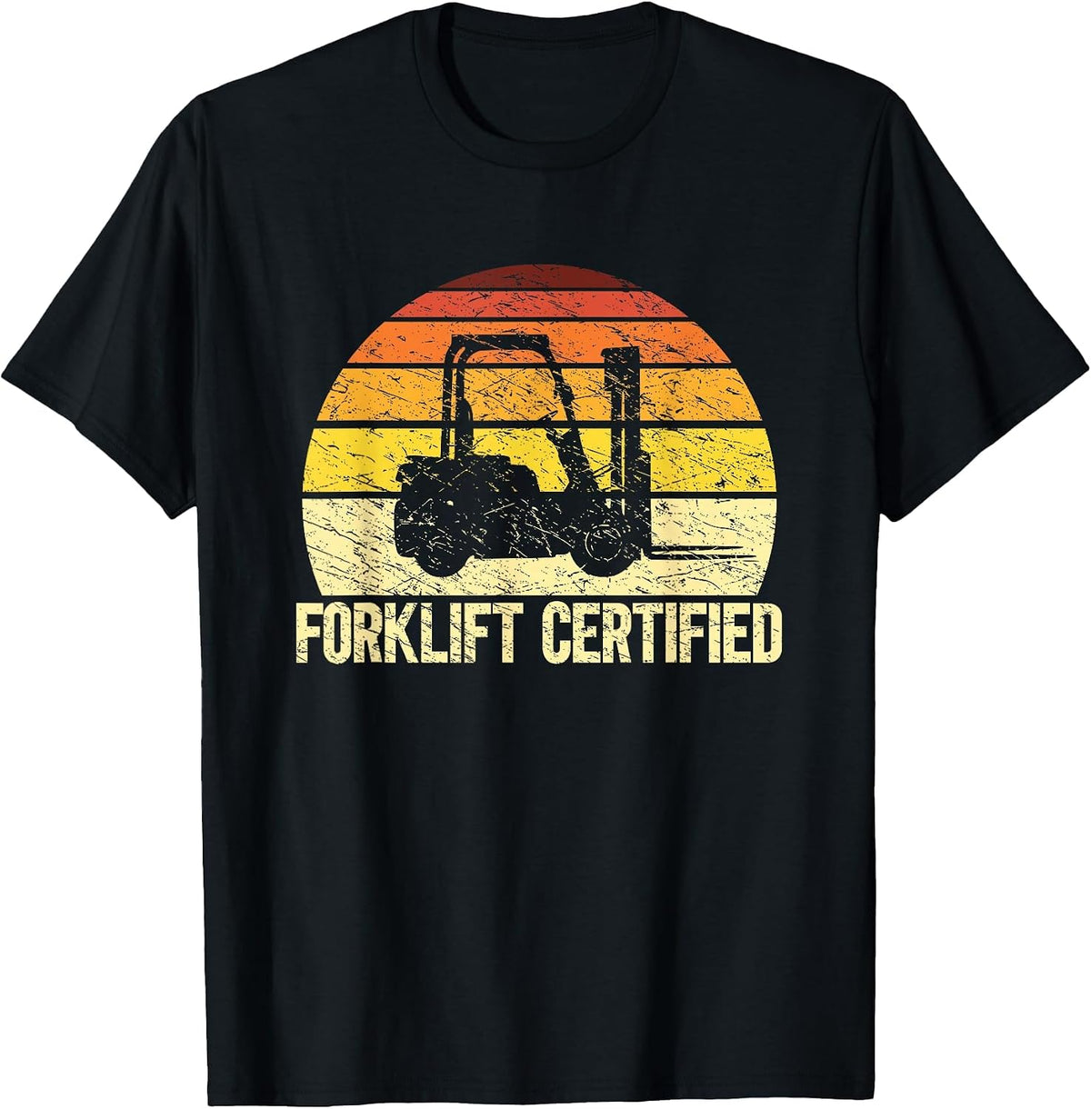 Retro Forklift Certified Forklift Operator Lift Truck Driver T-Shirt - Black