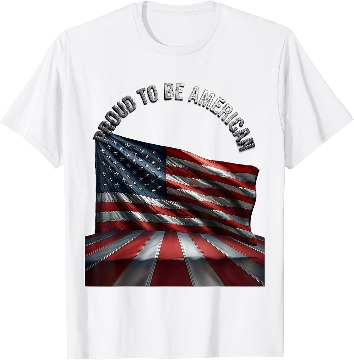 Men's Proud to Be American Flag Patriotic Design T-Shirt - White
