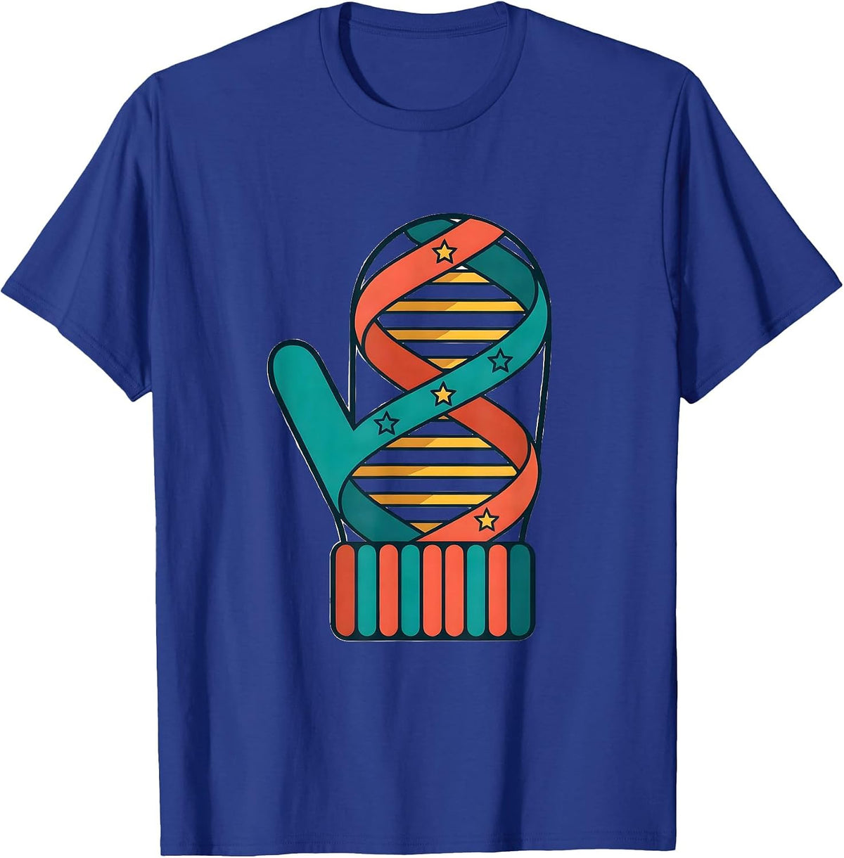 DNA Helix Christmas Mitten Science Teacher Humor T-Shirt - Royal Blue