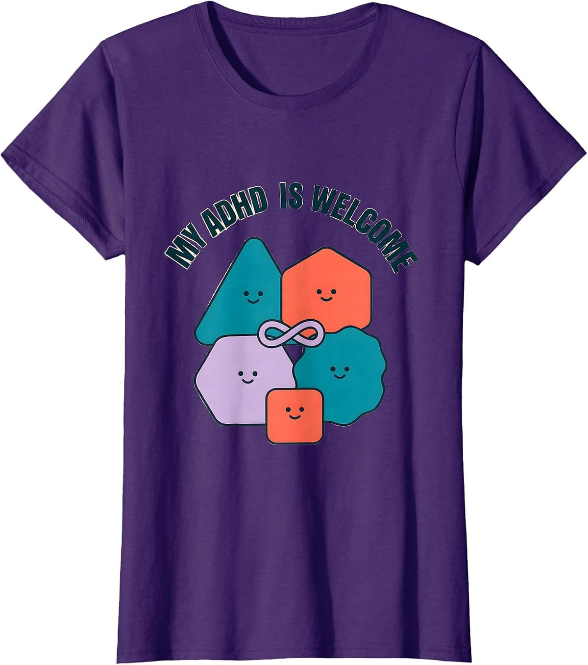 Women's My ADHD Is Welcome Funny Neurodivergent ADHD Awareness Humor T-Shirt - Purple