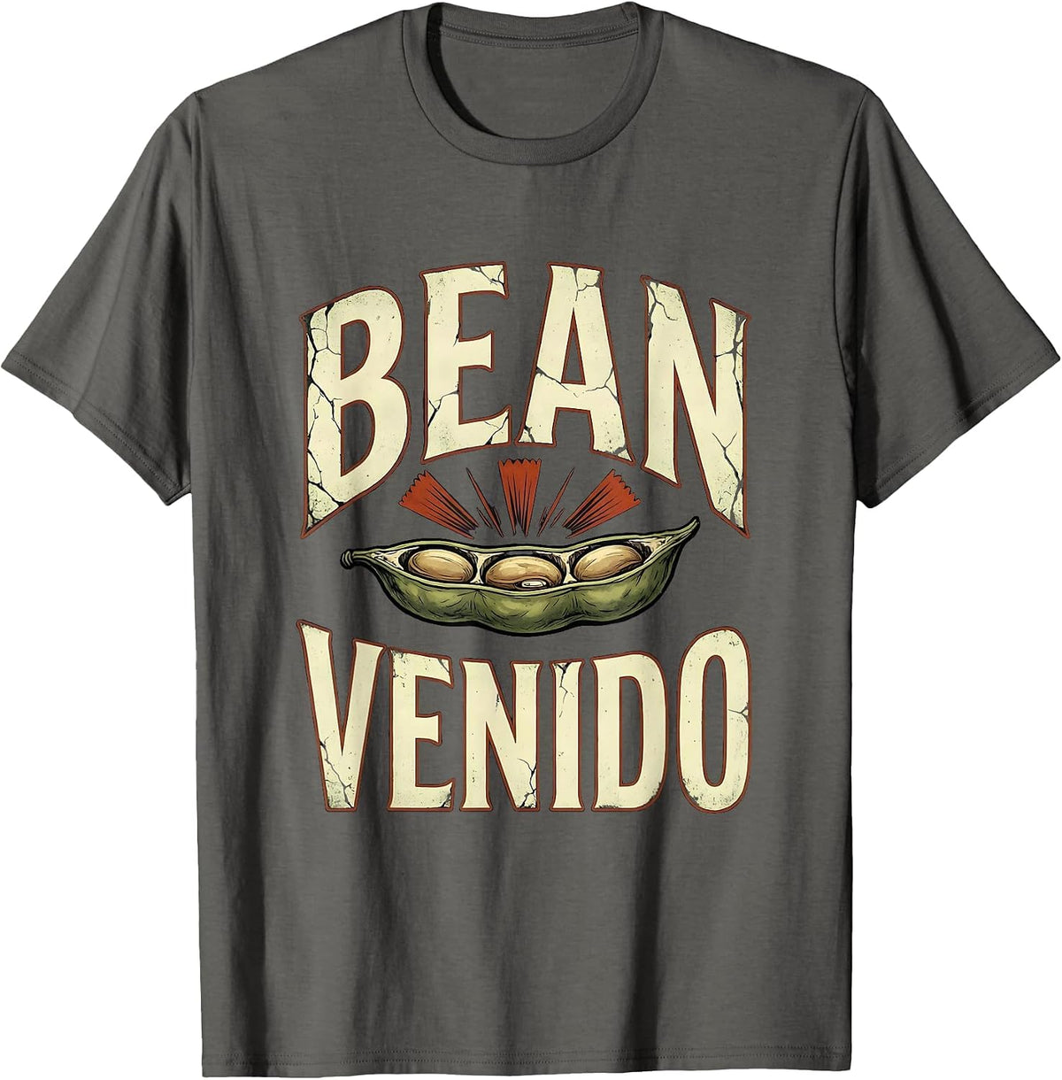 Bean Venido Distressed Cinco De Mayo Spanish Pun Party Humor T-Shirt - Asphalt Grey
