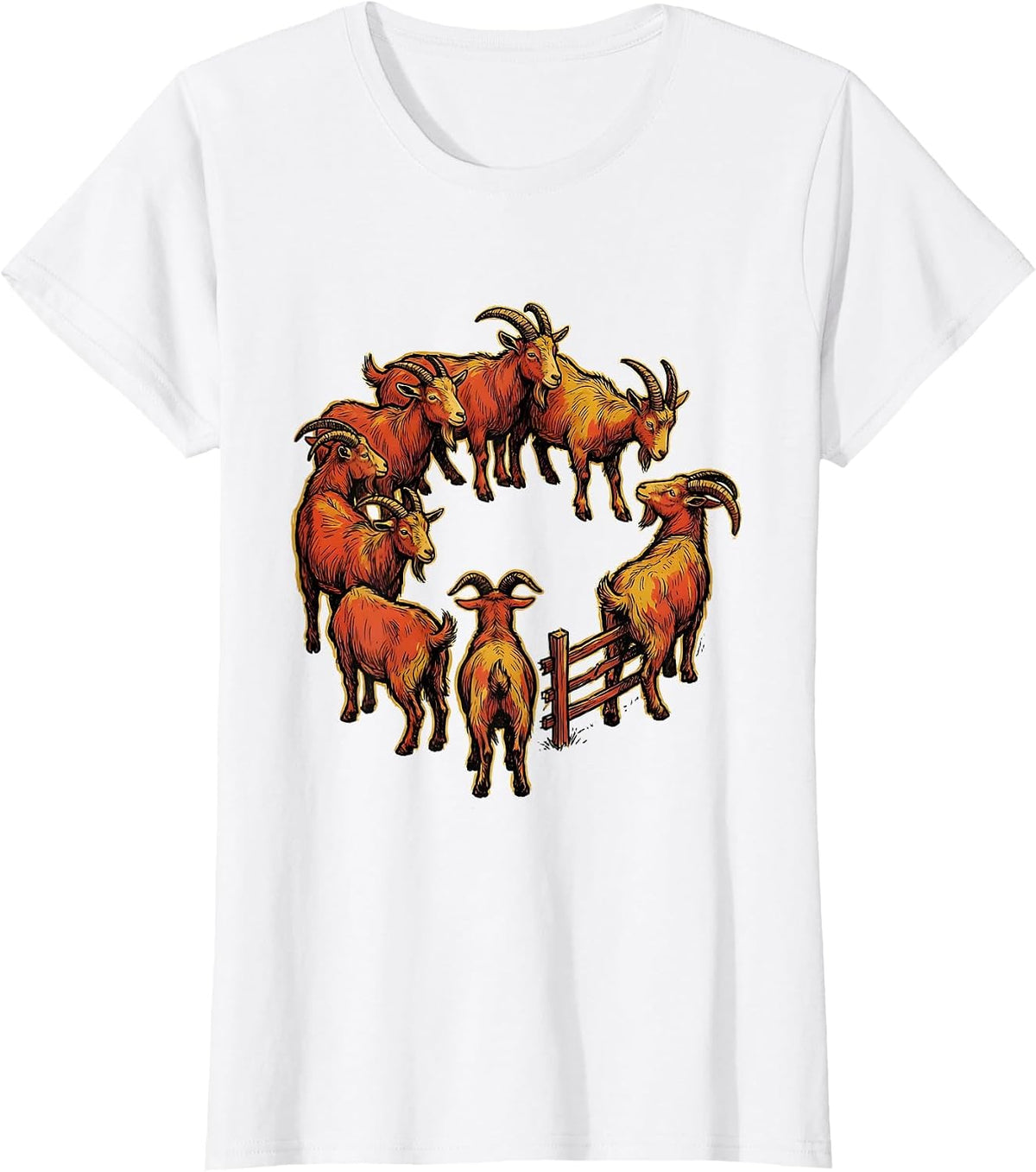Women's Seven Goats Spiral Funny Goat Lover Farmer Gift T-Shirt - White