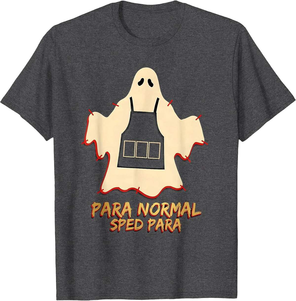 Para Normal SPED Para Ghost Halloween Teacher Aide Humor T-Shirt - Dark Heather Grey