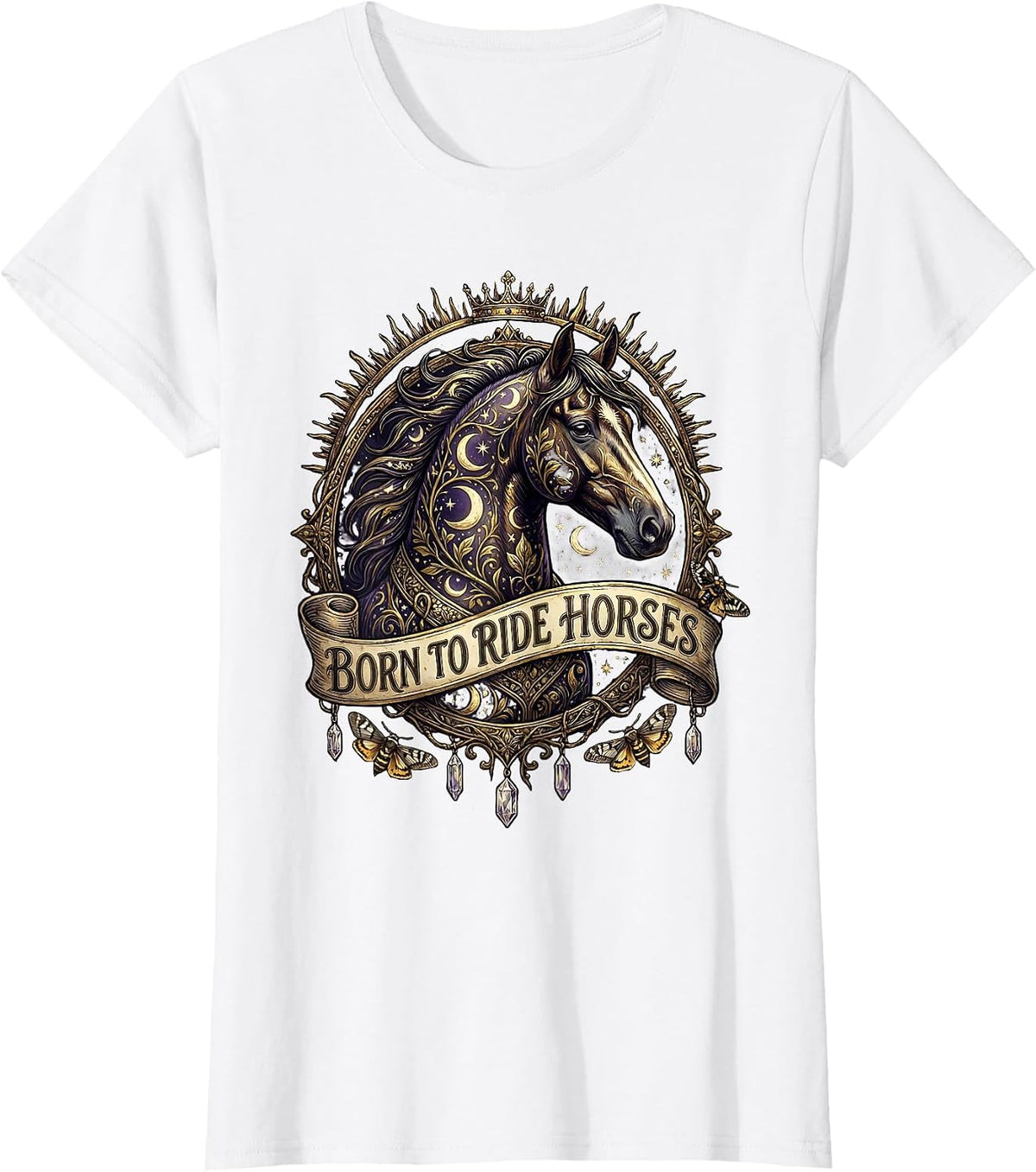 Born to Ride Horses Equestrian Design T-Shirt - White