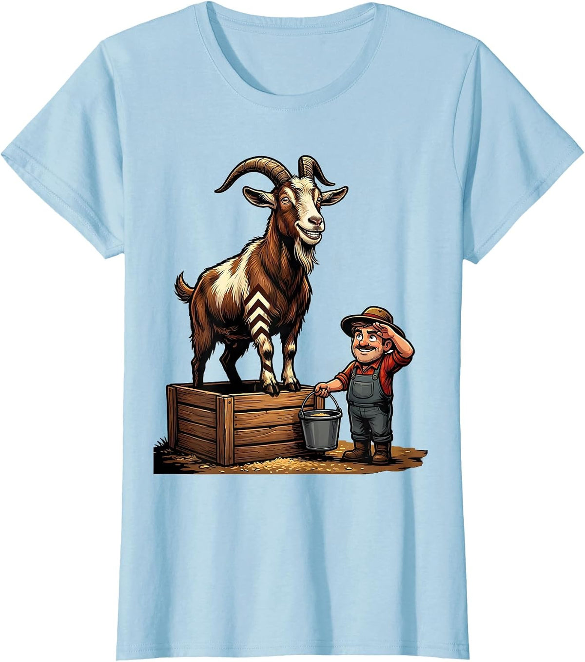 Goat Farmer Cartoon Goat Lover Gift T-Shirt - Baby Blue