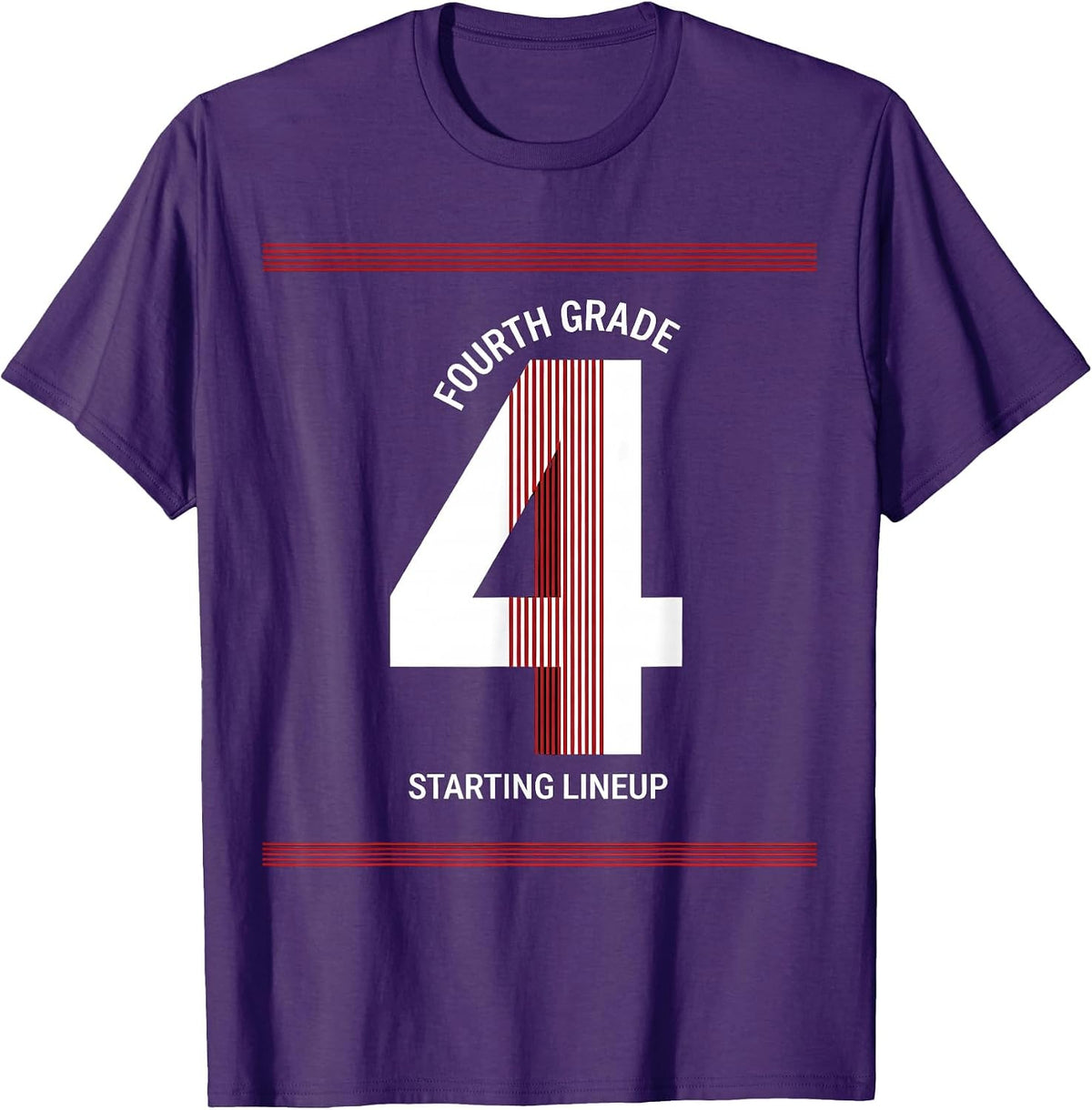 Team 4 Fourth Grade Starting Lineup Playful Sports Team T-Shirt - Purple