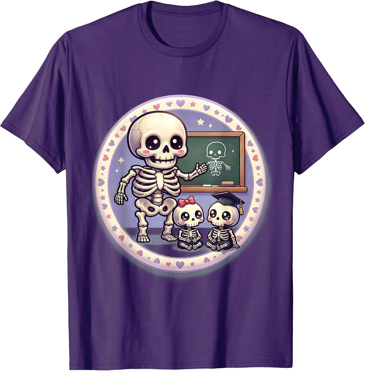 Men's Skeleton Anatomy Teacher Funny Halloween Science T-Shirt - Purple