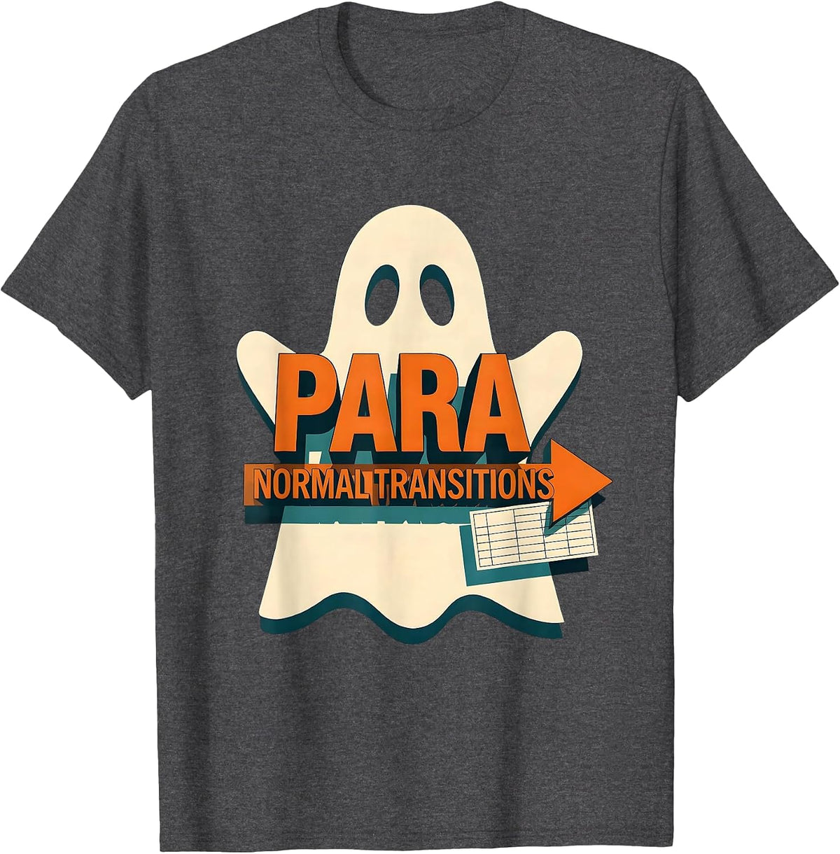 Para Normal Transitions Ghost Paraeducator Halloween SpEd T-Shirt - Dark Heather Grey