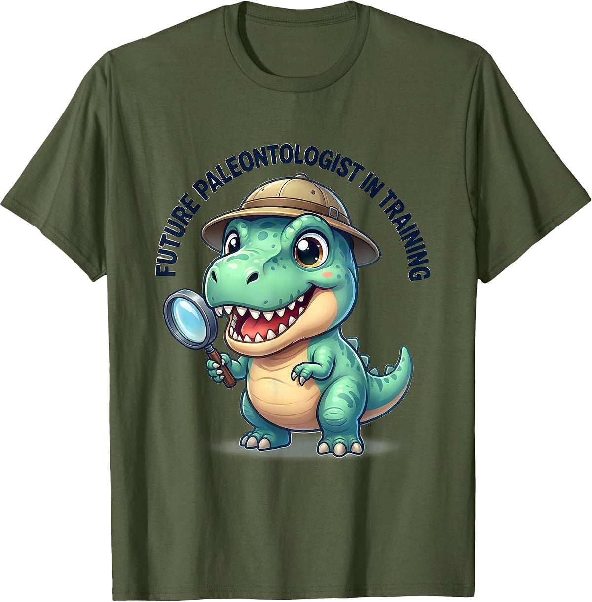 Future Paleontologist In Training Dinosaur Design T-Shirt - Olive Green