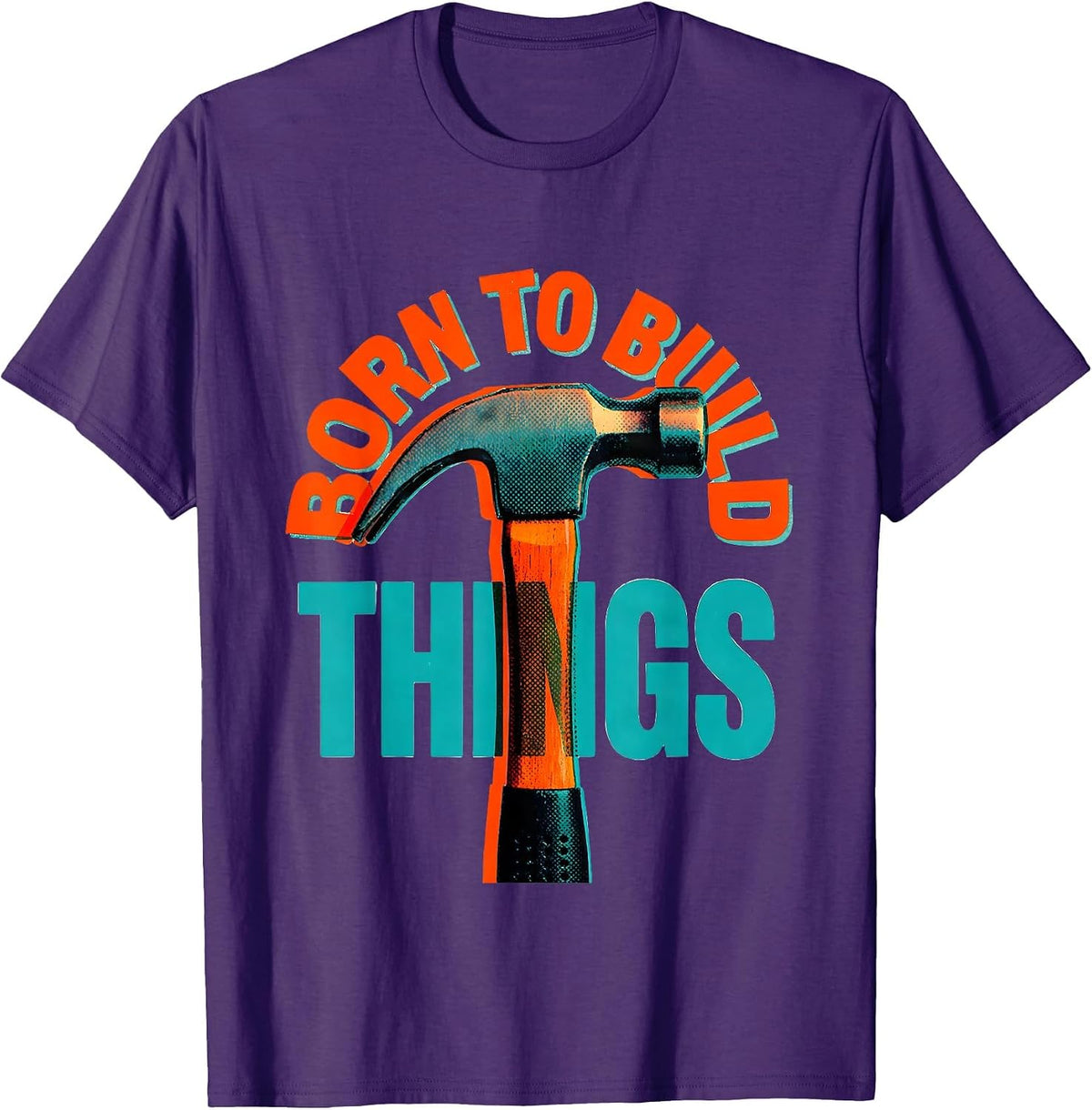 Men's Born to Build Things Blue Collar Worker Design T-Shirt - Purple