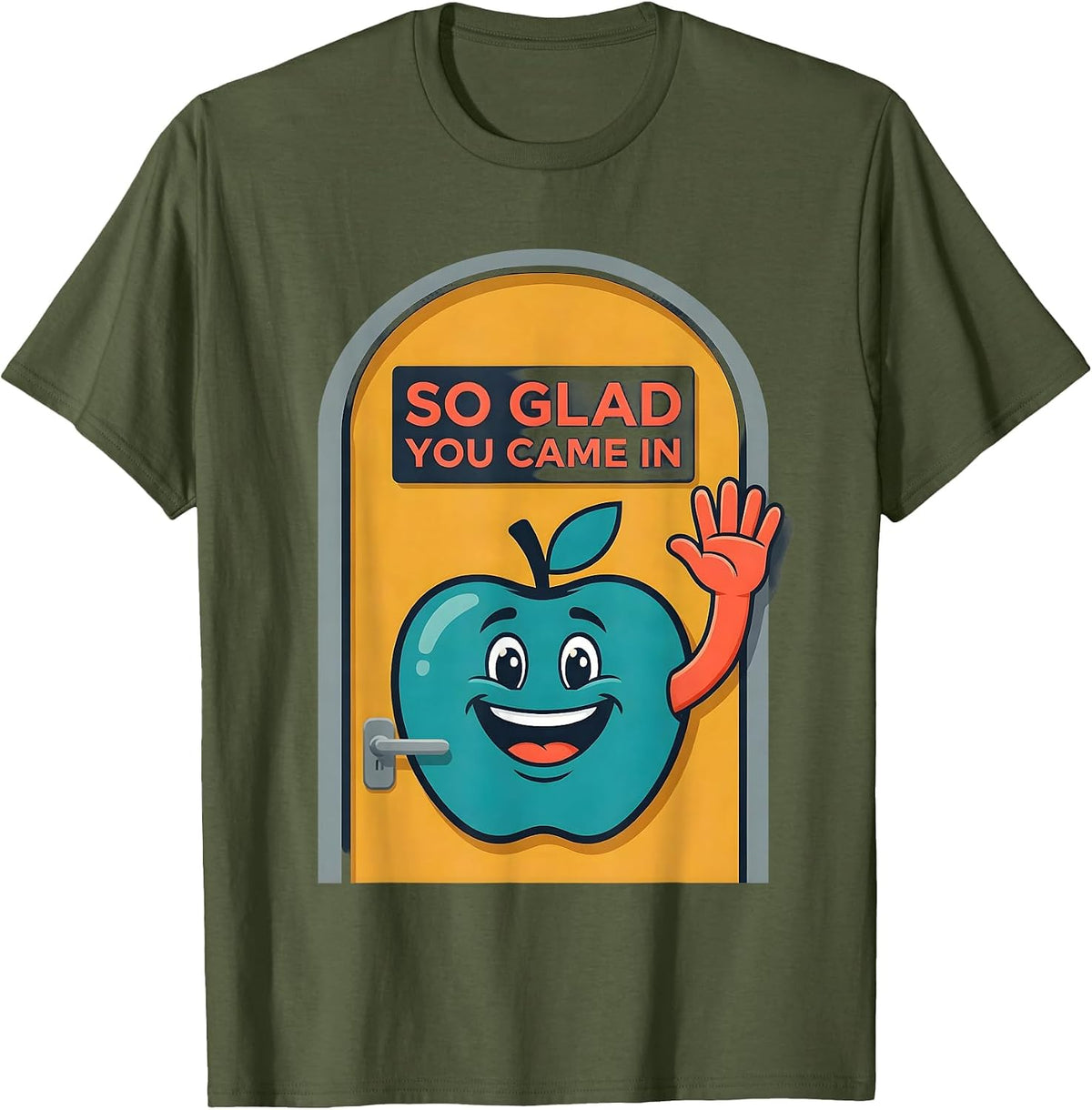 So Glad You Came In Cute Teacher Back To School Greeting T-Shirt - Olive Green