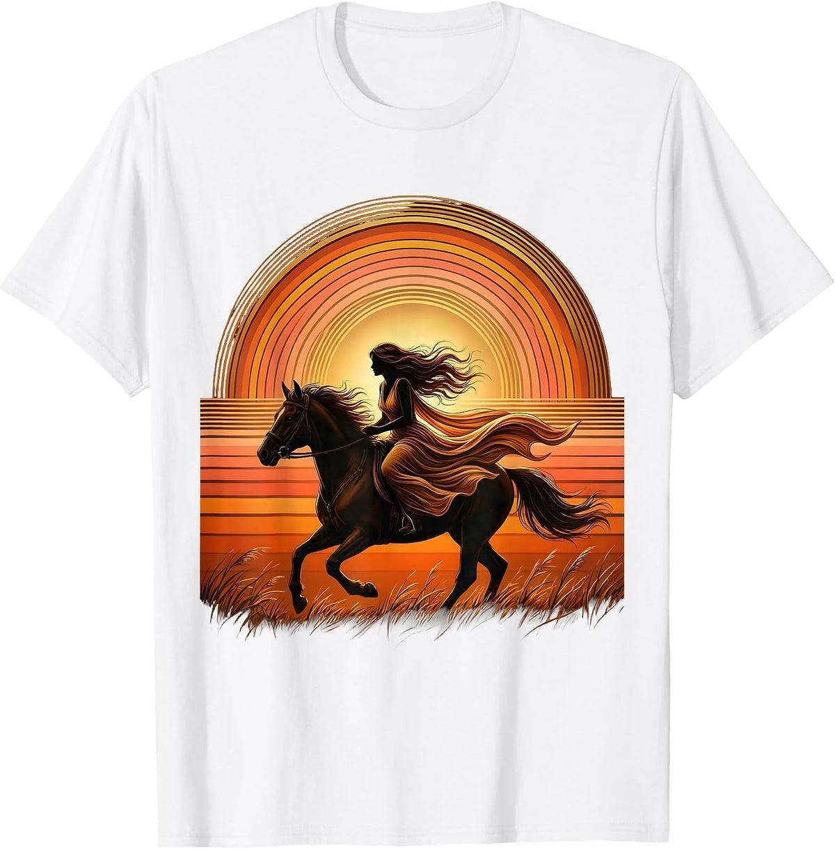 Men's Wild and Free Horse Rider Graphic Design T-Shirt - White