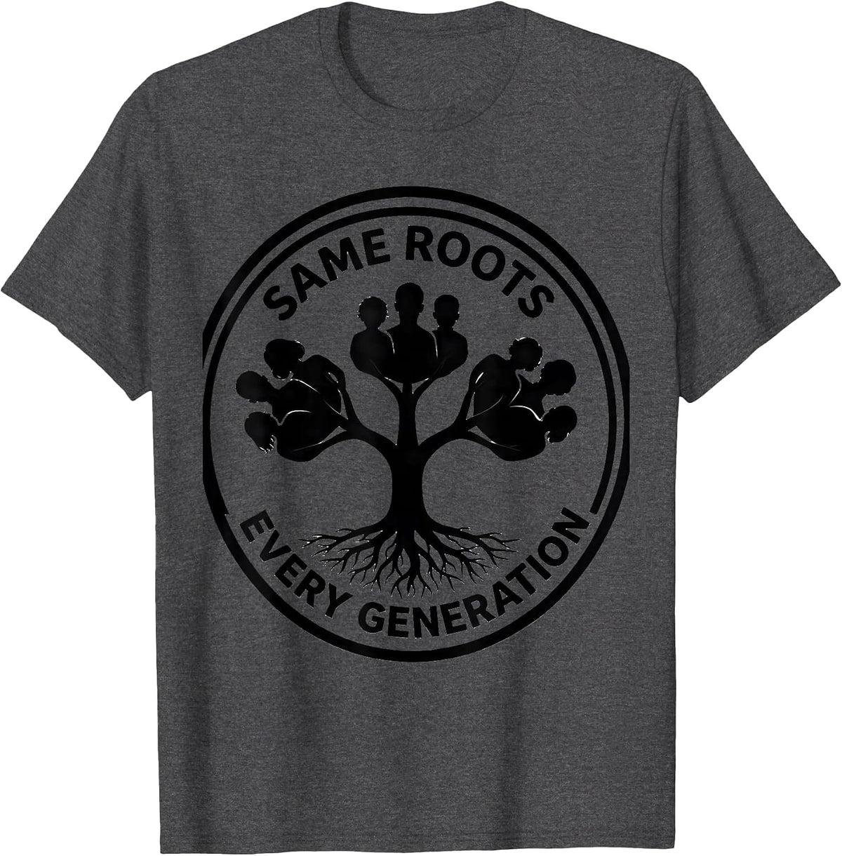 Men's Same Roots Every Generation Family Reunion Matching Group T-Shirt - Dark Heather Grey