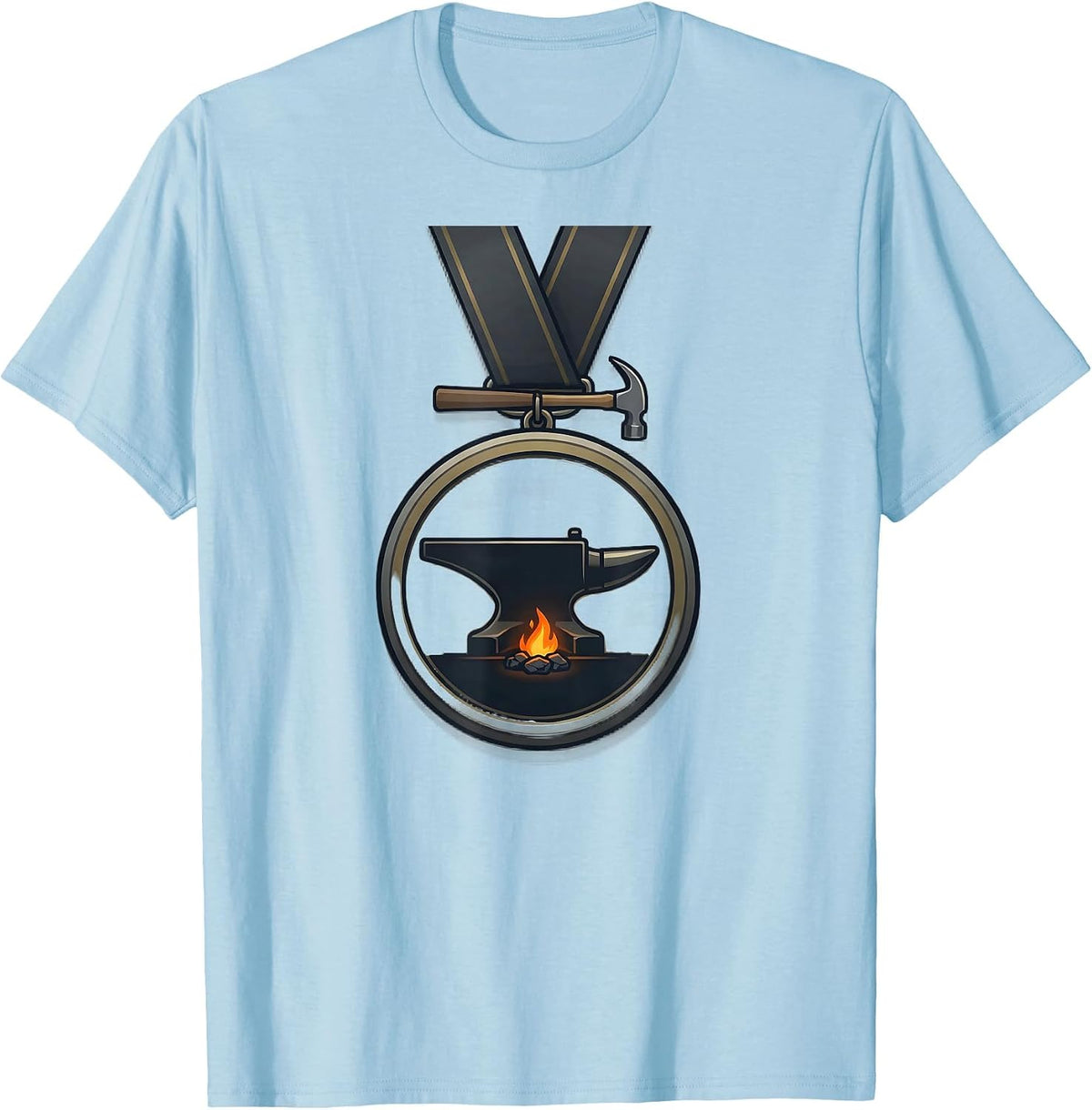 Men's Sealed Anvil Medallion Blacksmith Forge Gift T-Shirt - Baby Blue