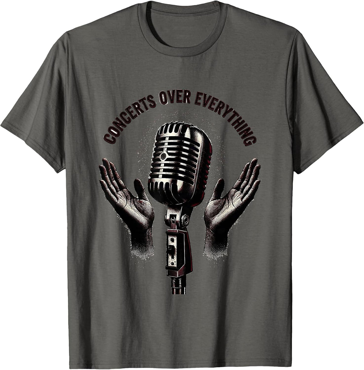 Concerts Over Everything Music Lover Design T-Shirt - Asphalt Grey