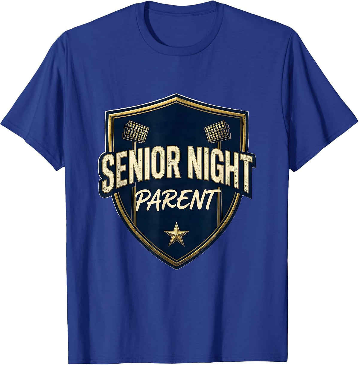 Senior Night Parent Emblem Senior Mom Last Home Game T-Shirt - Royal Blue