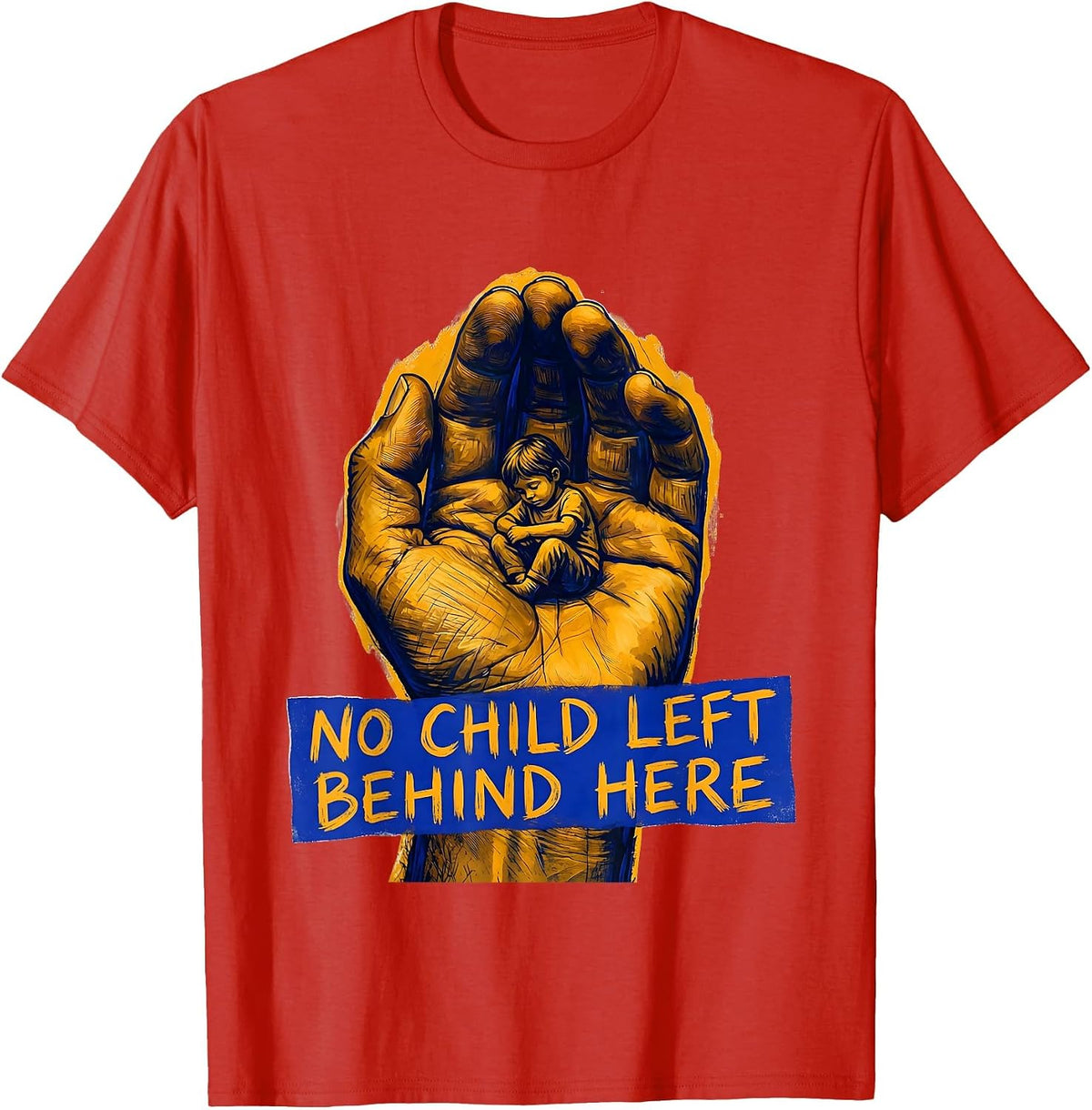 Men's No Child Left Behind Here Sped Teacher Design T-Shirt - Red