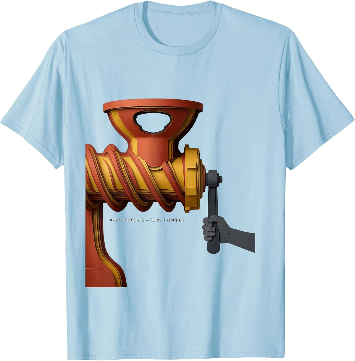 Men's Крути сильнее — Turn It Harder Funny Soviet-Era Russian T-Shirt - Baby Blue