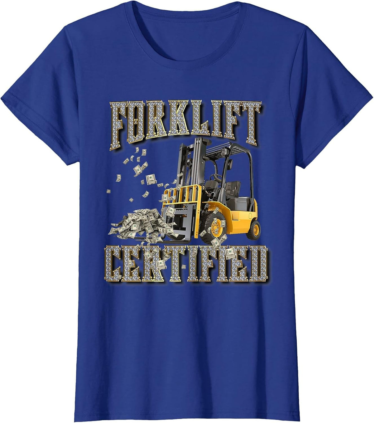 Retro Style Funny Forklift Operator Forklift Certified T-Shirt - Royal Blue