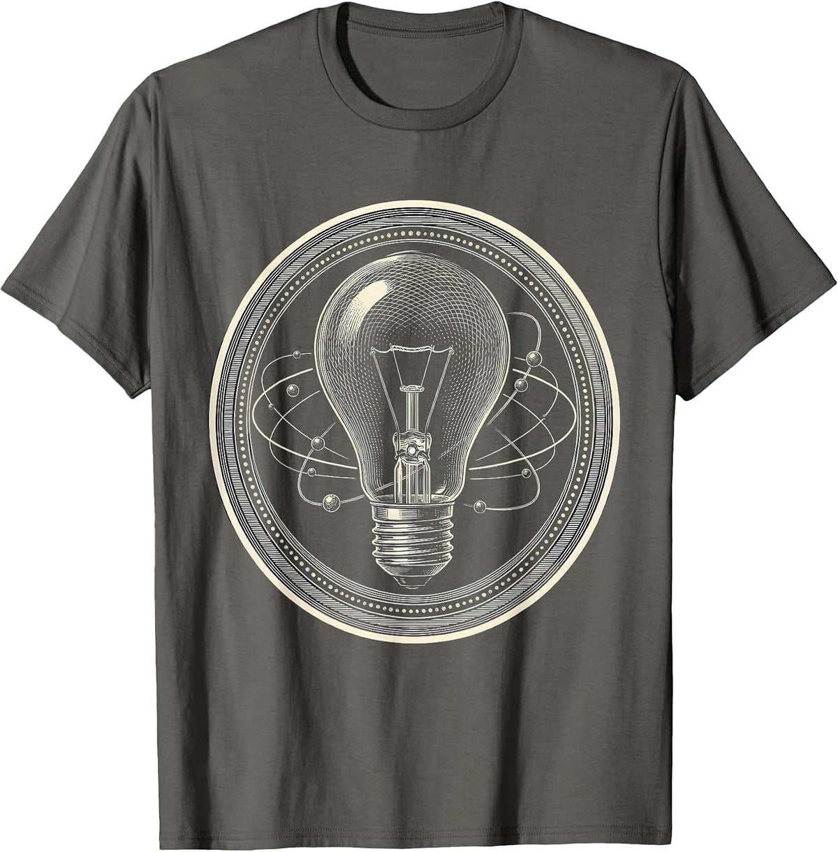 Science Teacher Atom Lightbulb Illustration T-Shirt - Asphalt Grey