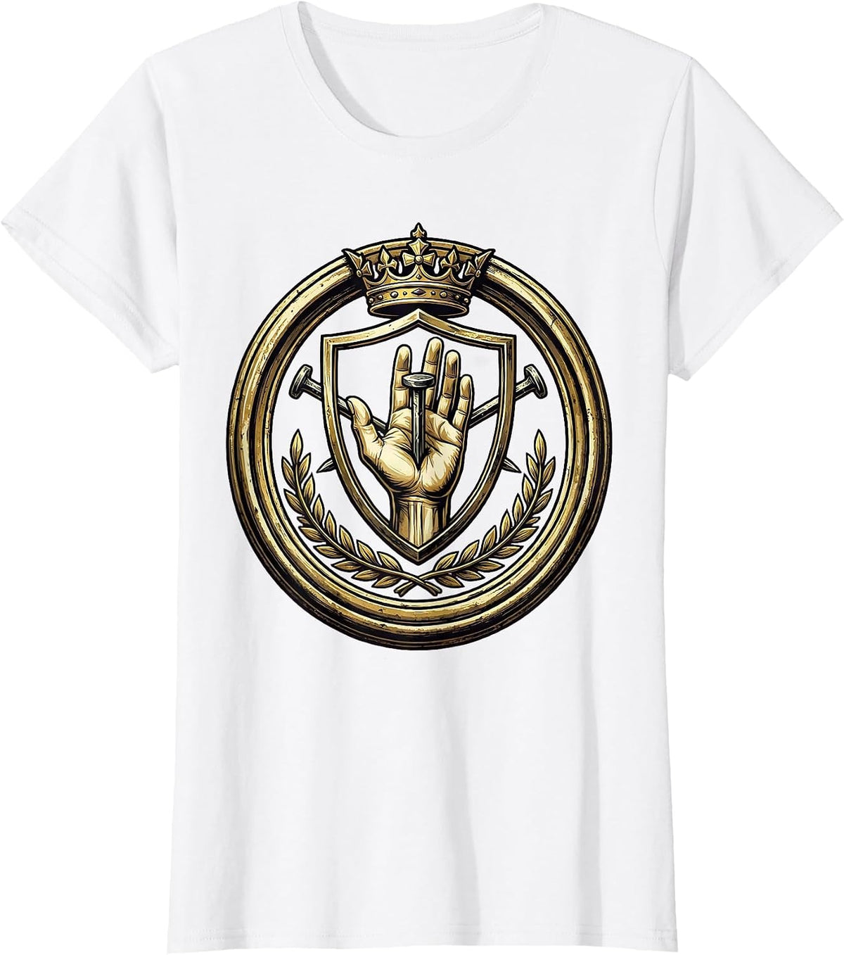 3 Nails Cross Crucifixion Hand Graphic T-Shirt - White