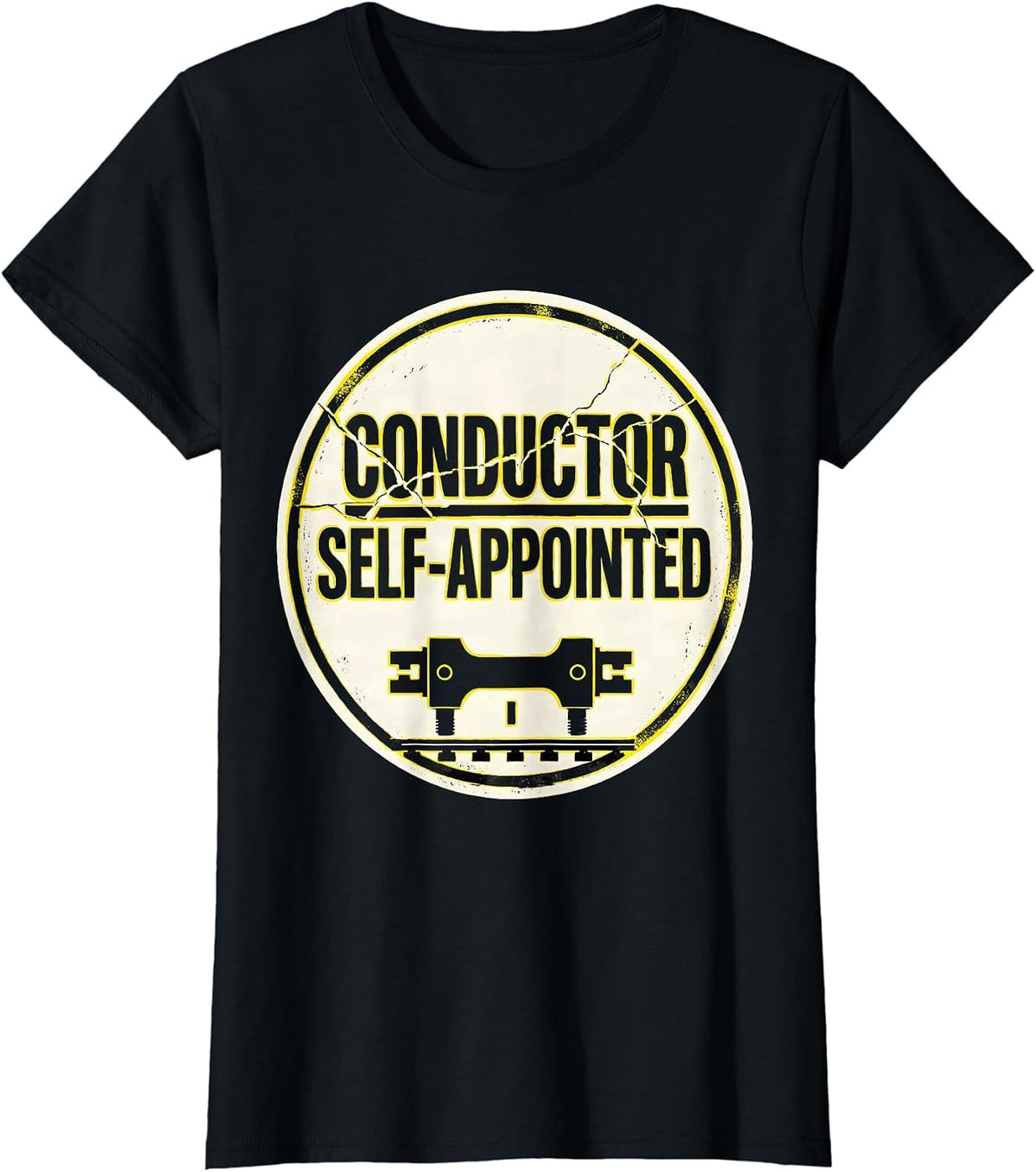 Conductor Self-Appointed Funny Train Enthusiast Locomotive T-Shirt - Black