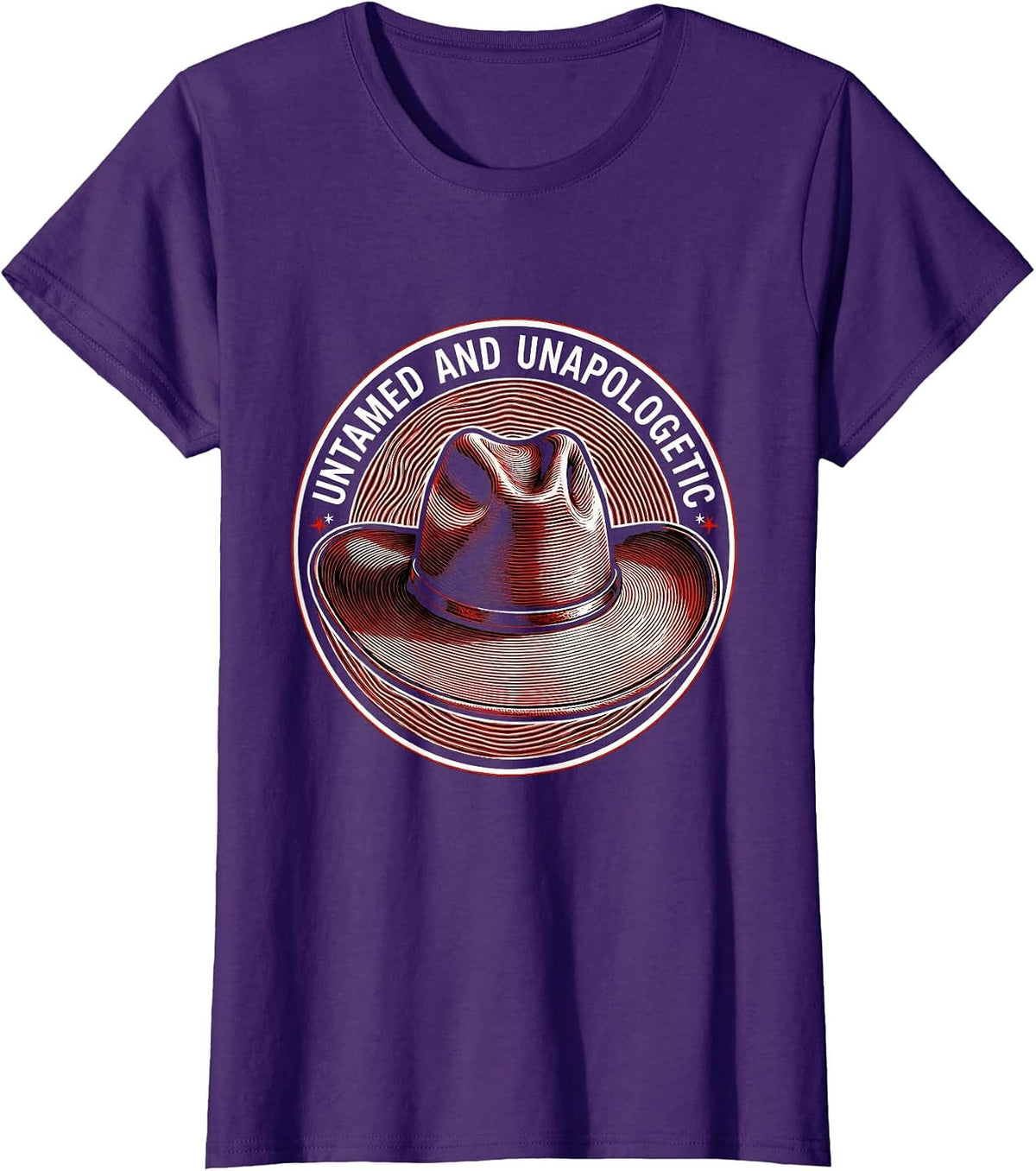 Women's Untamed and Unapologetic Cowgirl Design T-Shirt - Purple