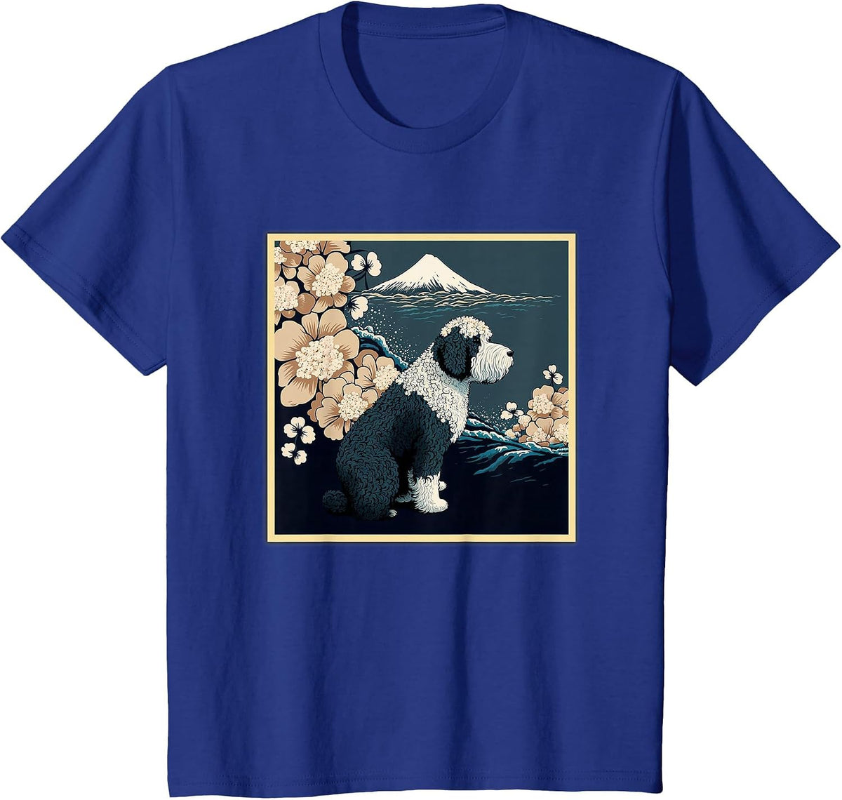 Surrealism Japanese Painting Sheepadoodle Dog T-Shirt - Royal Blue