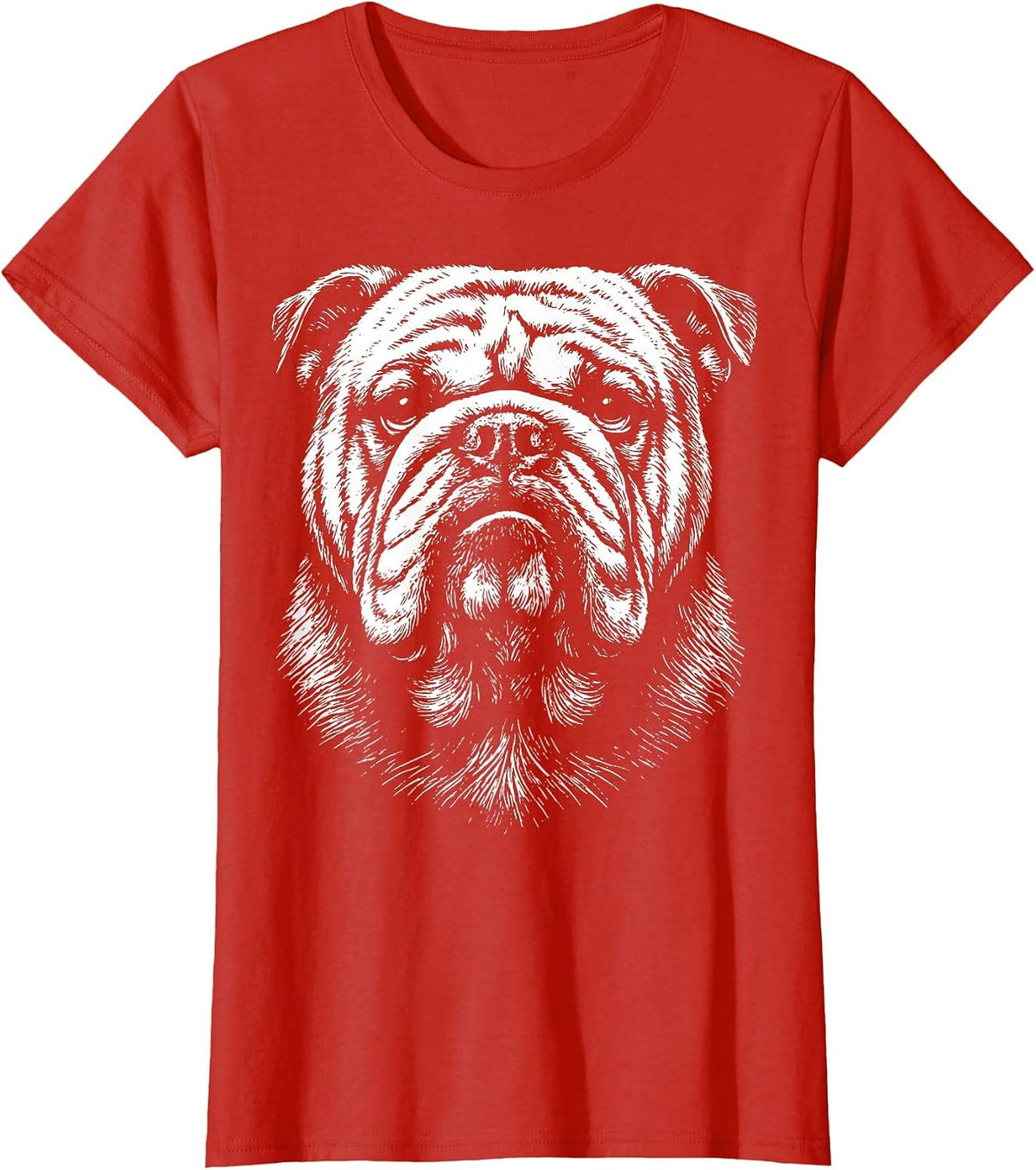 Bulldog Illustration T-Shirt - Red