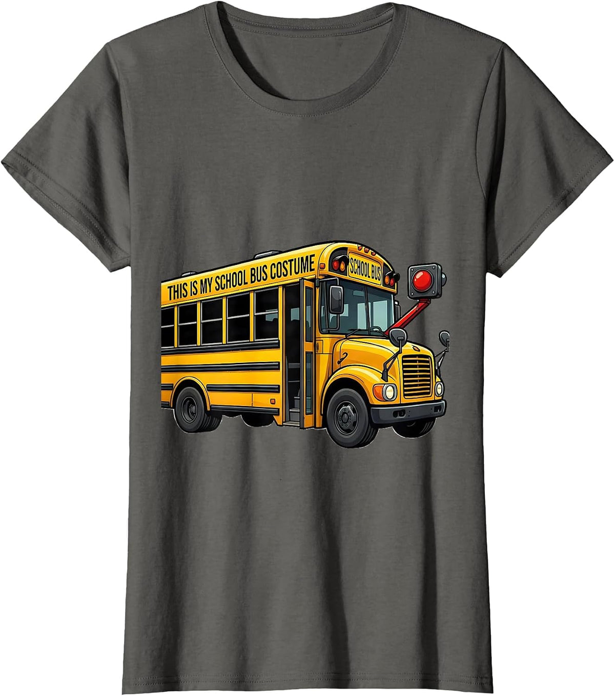 Women's This Is My School Bus Costume Funny Halloween Costume T-Shirt - Asphalt Grey