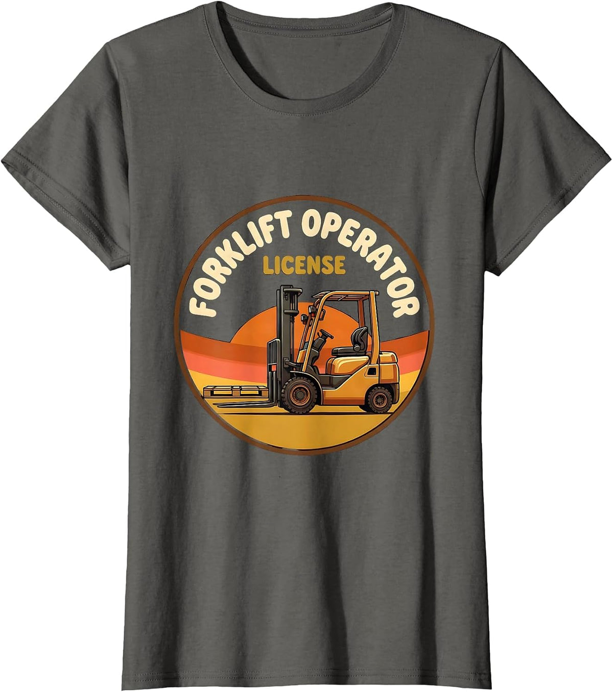 Women's Forklift Operator License Retro Funny Forklift Driver T-Shirt - Asphalt Grey