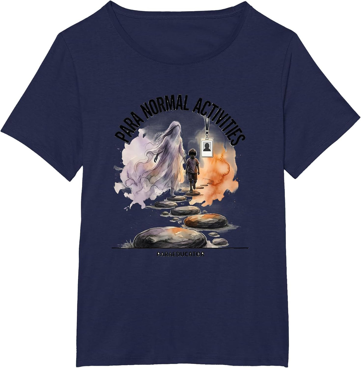 Women's Para Normal Activities Paraeducator Ghost Halloween SpEd T-Shirt - Navy Blue