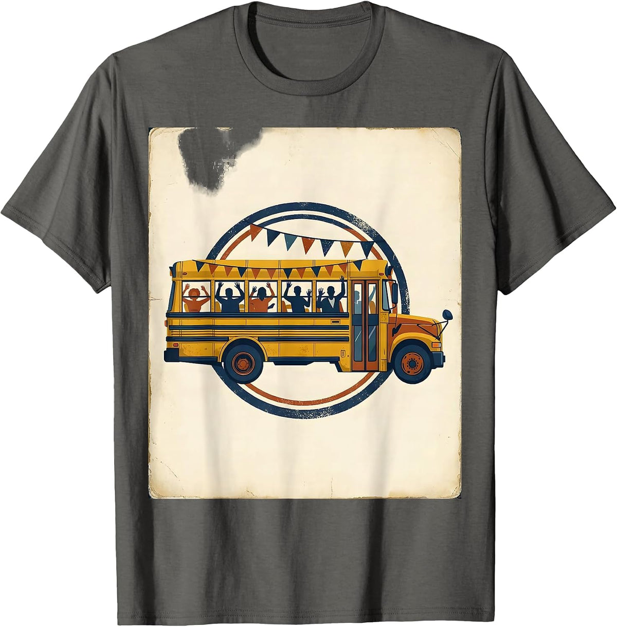 Vintage School Bus Field Trip Teacher Kids T-Shirt - Asphalt Grey