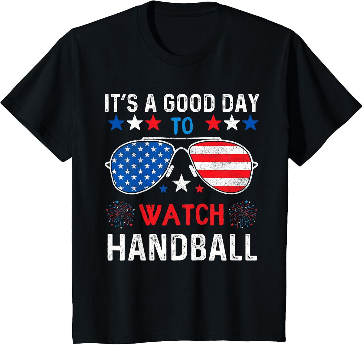 Handball USA Support the Team Sunglasses USA Flag T-Shirt - Black