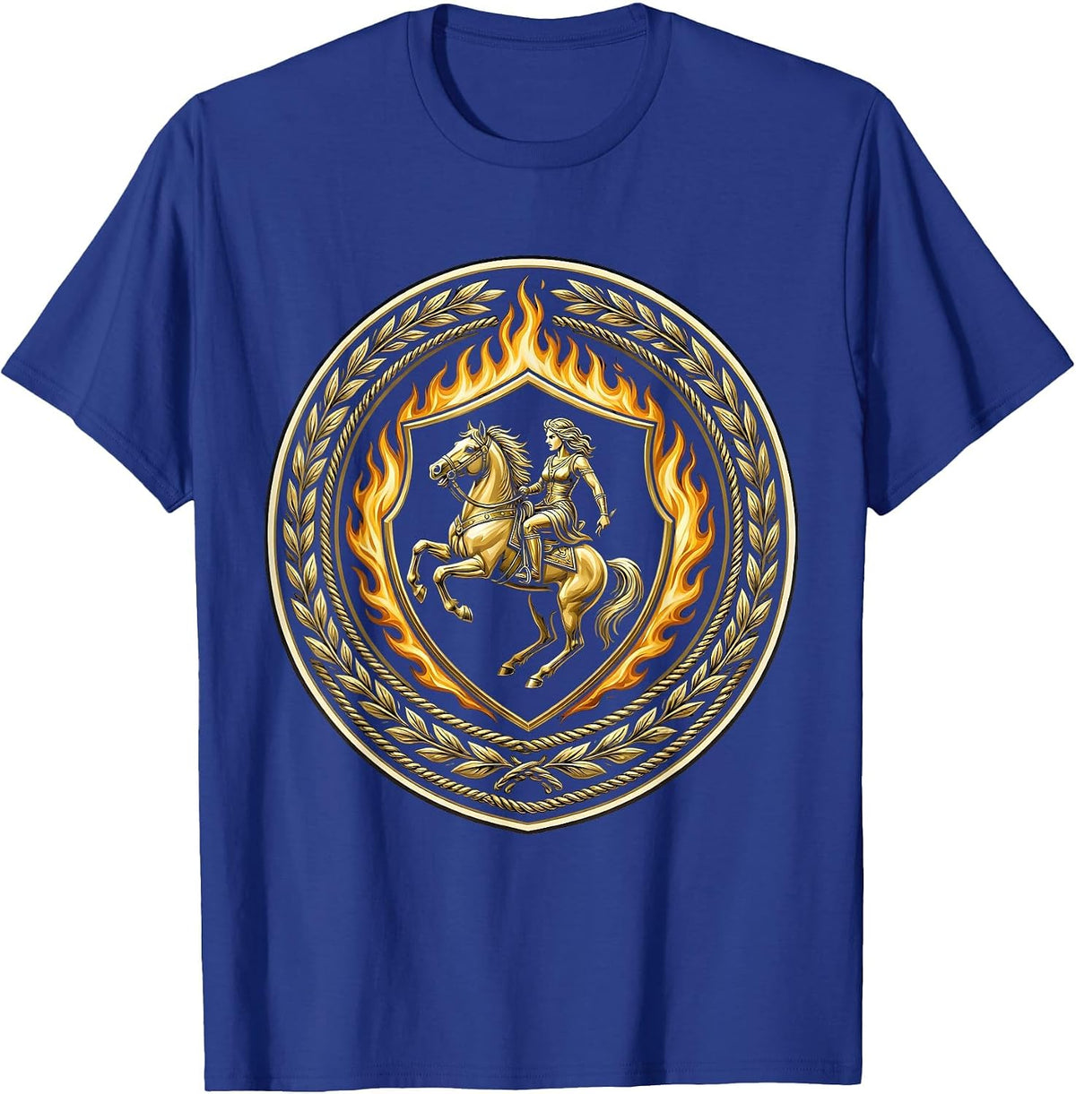 Wild Flames Equestrian Rider Graphic T-Shirt - Royal Blue