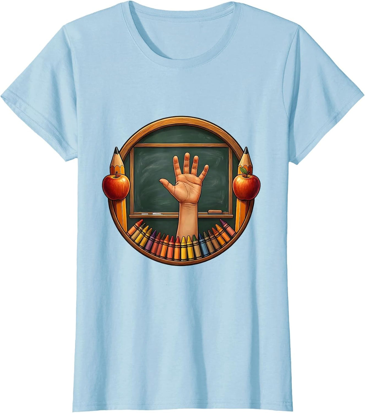 First Grade Teacher Classroom Hand Raise Graphic T-Shirt - Baby Blue