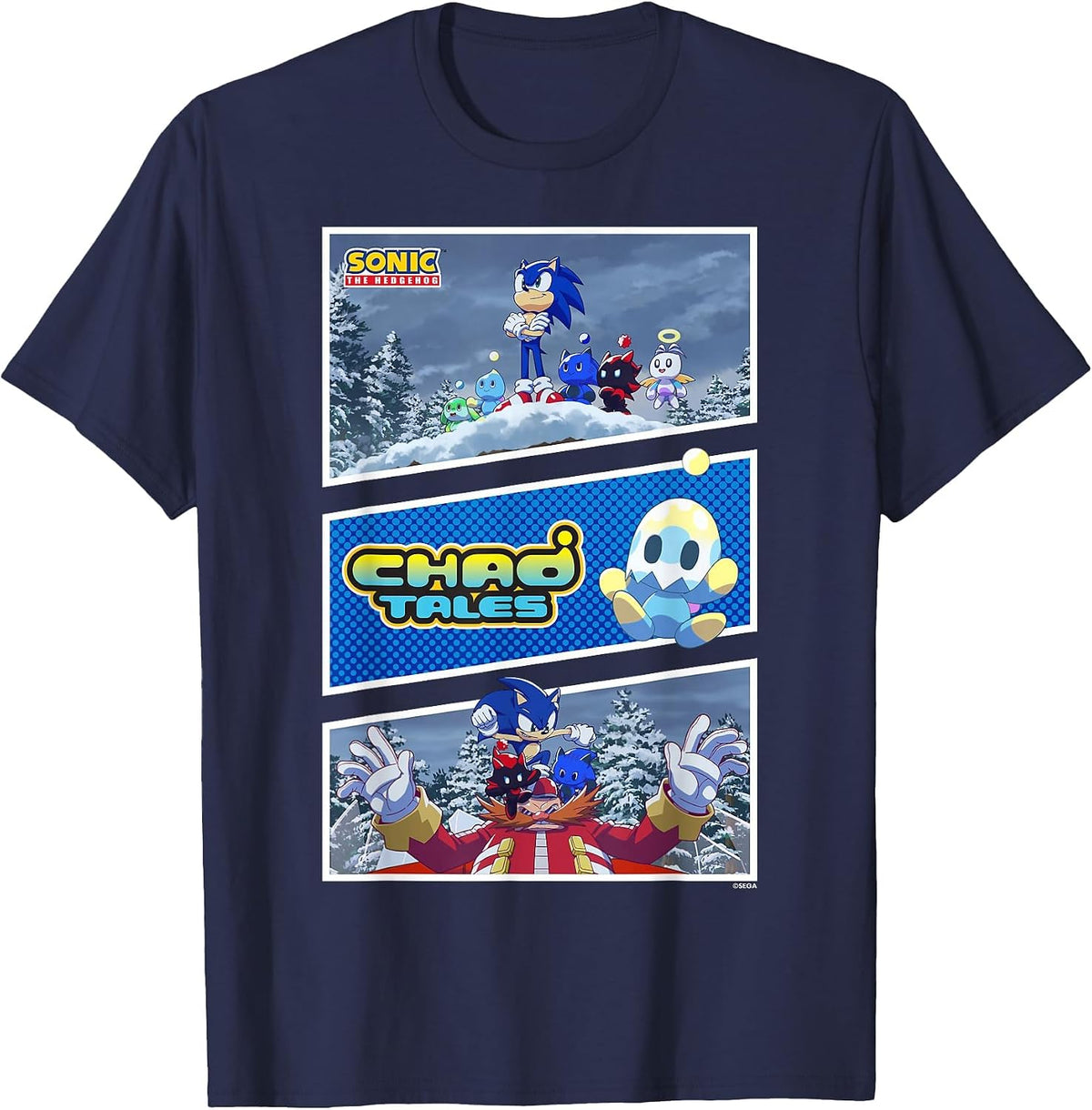 Sonic the Hedgehog - Chao Tales Sonic vs. Dr. Eggman T-Shirt - Navy Blue