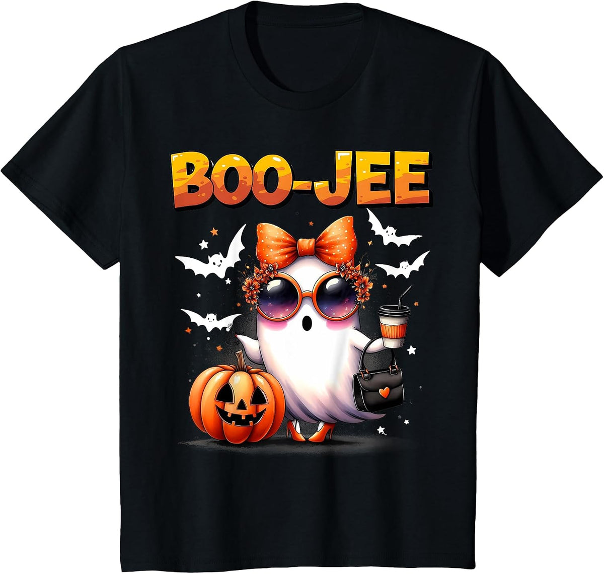 Funny Boo-JEE Ghost Halloween Boo JEE Ghost Spooky Season T-Shirt - Black