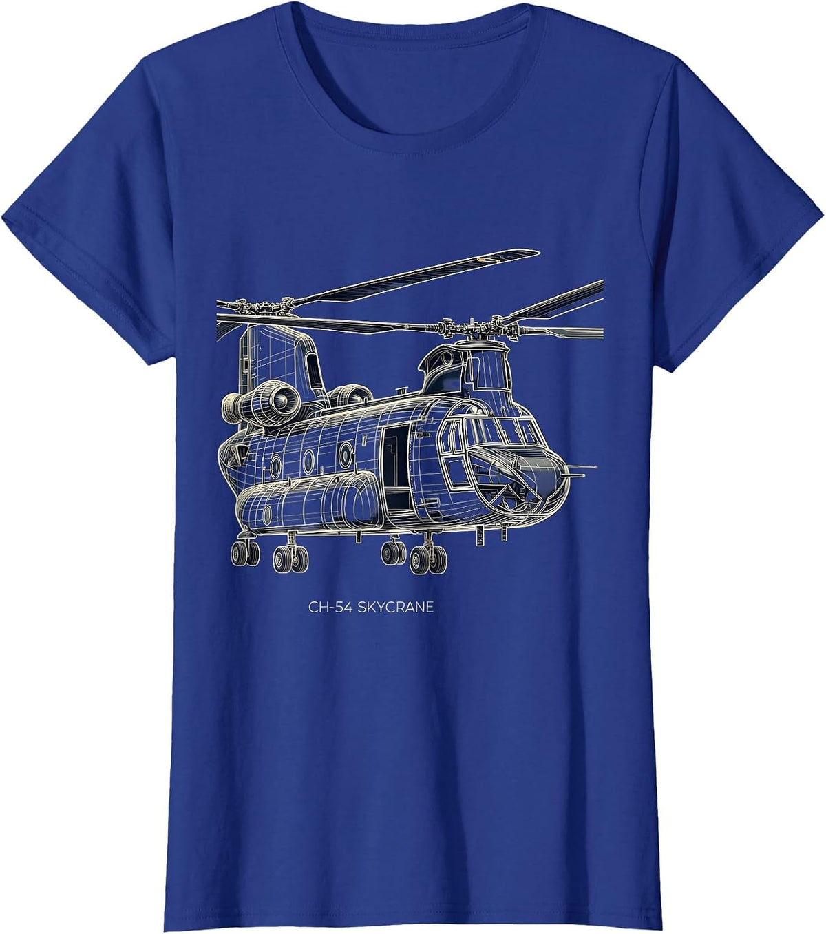 Women's CH-54 Skycrane Military Helicopter Veteran Tribute Aviation T-Shirt - Royal Blue