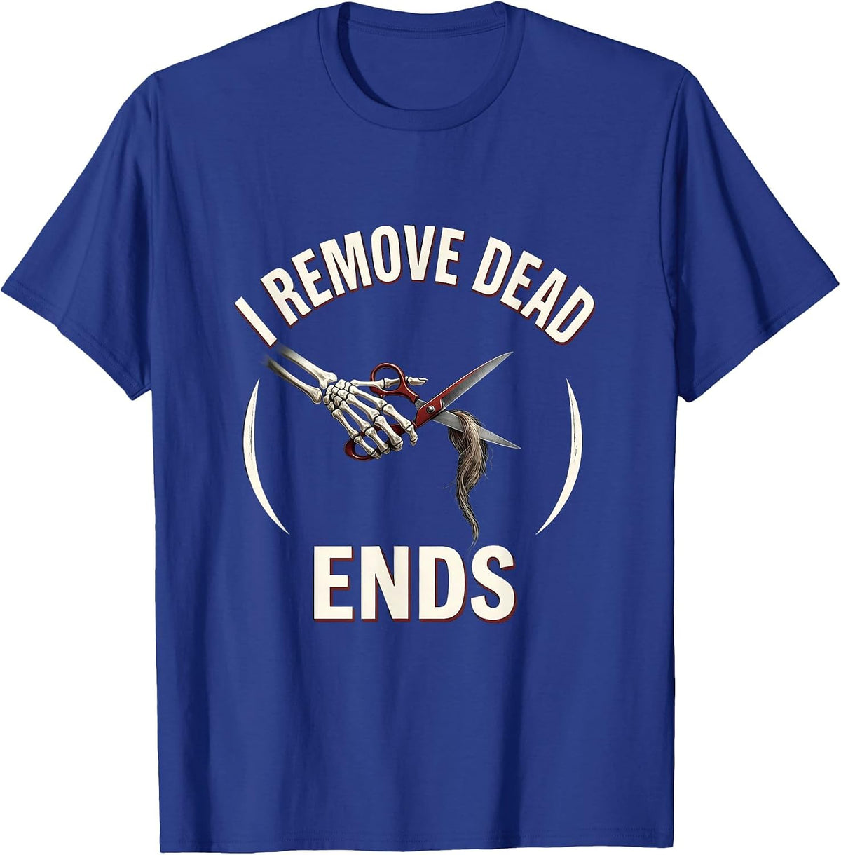 Men's I Remove Dead Ends Minimal Skeleton Hairdresser Halloween T-Shirt - Royal Blue