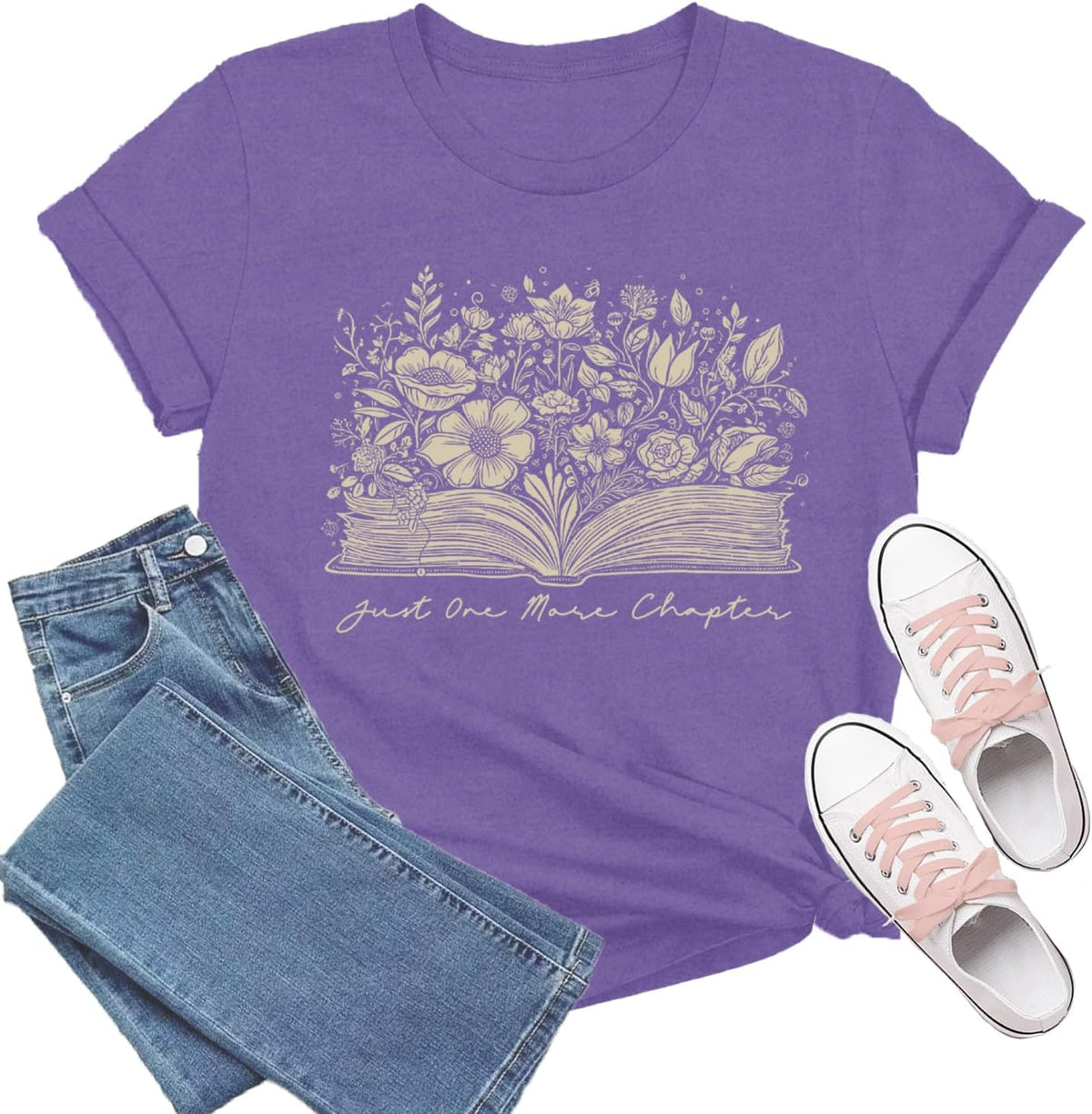 Book Shirts for Women Book Lover T-Shirt Reading Tee Teacher Tops - Purple