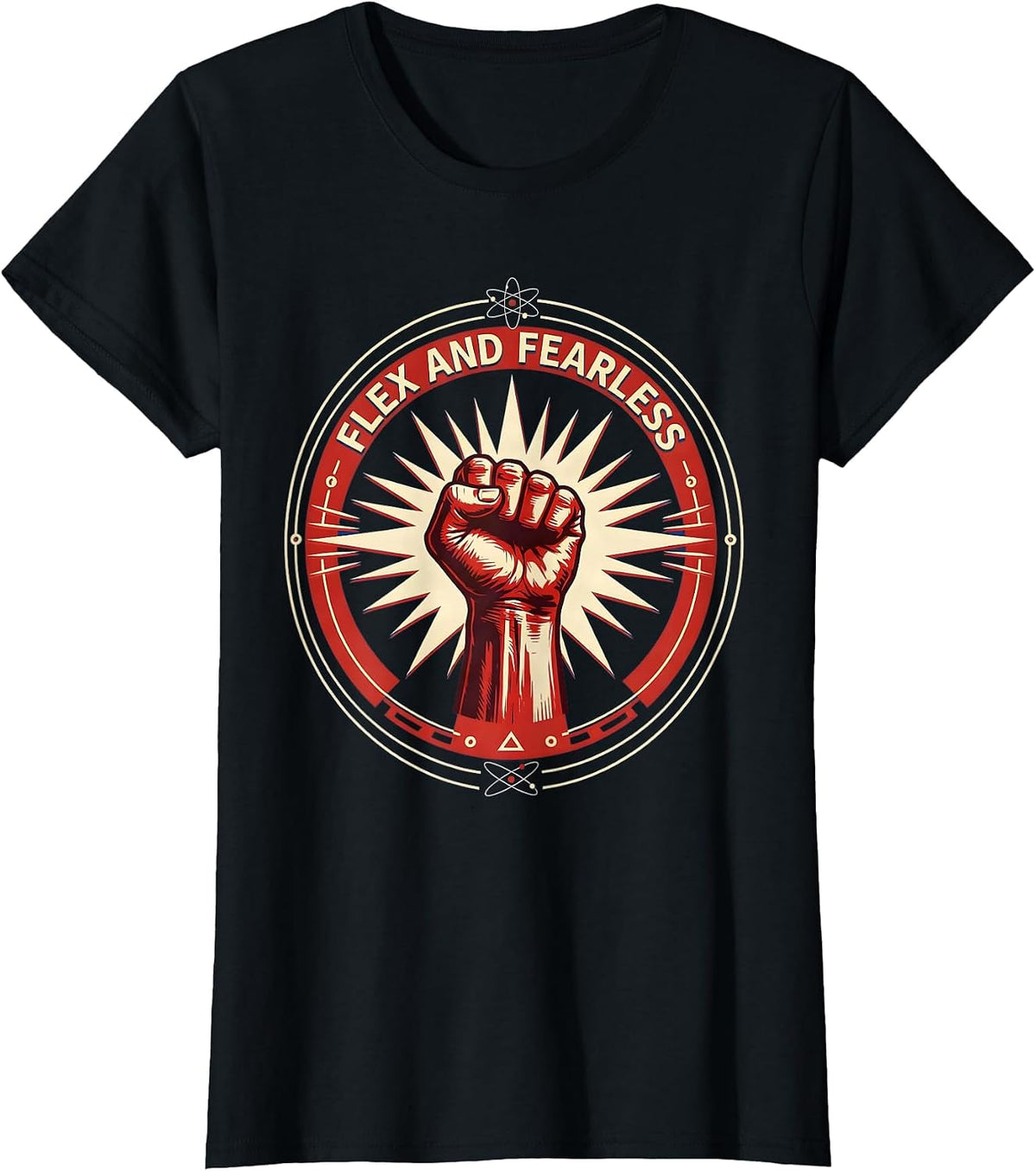 Flex and Fearless Rosie the Riveter Design T-Shirt - Black