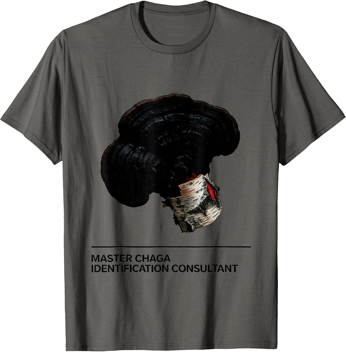 Master Chaga Identification Consultant Funny Mushroom T-Shirt - Asphalt Grey