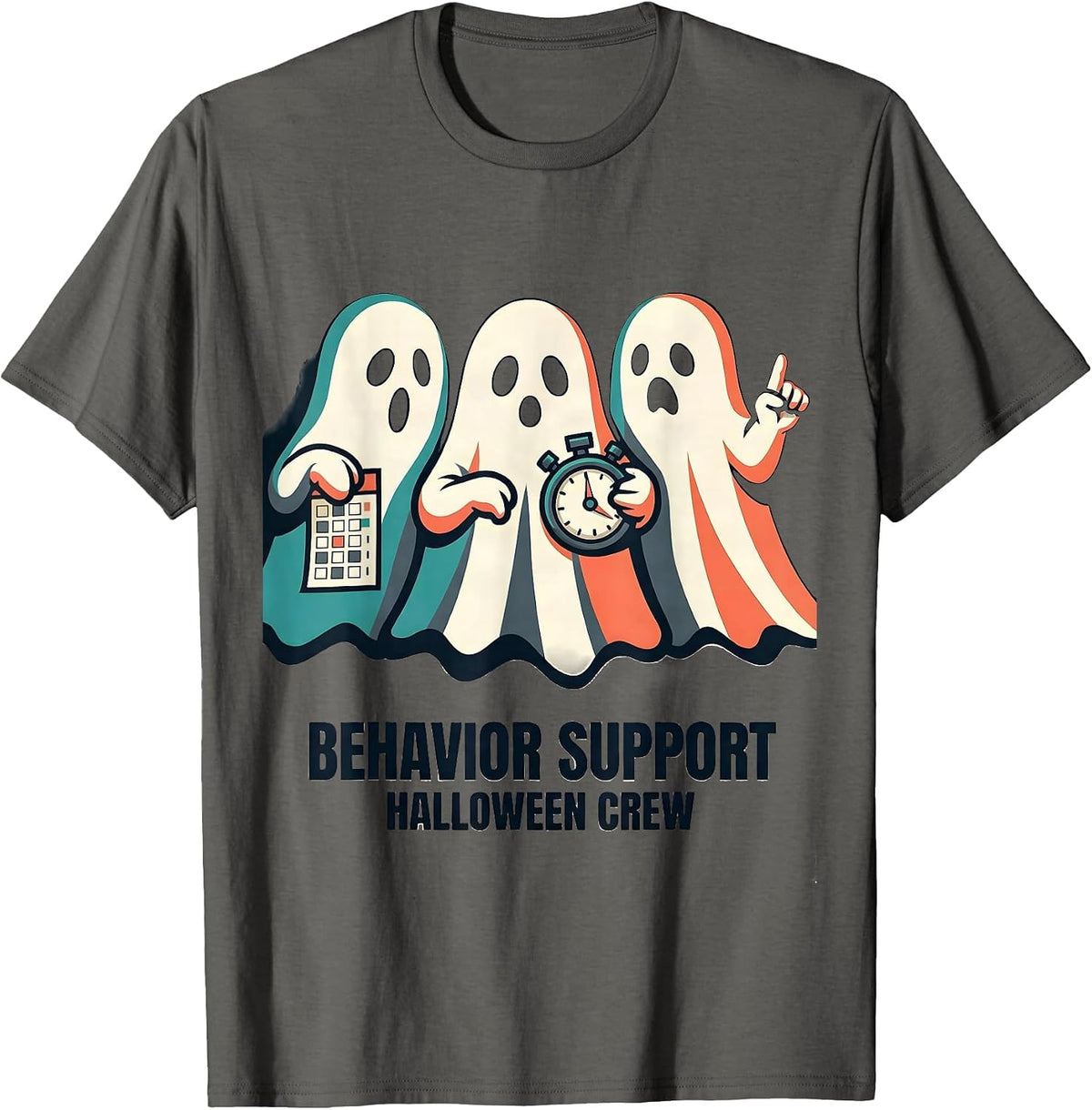 Behavior Support Halloween Crew Funny Medical Worker Boo T-Shirt - Asphalt Grey