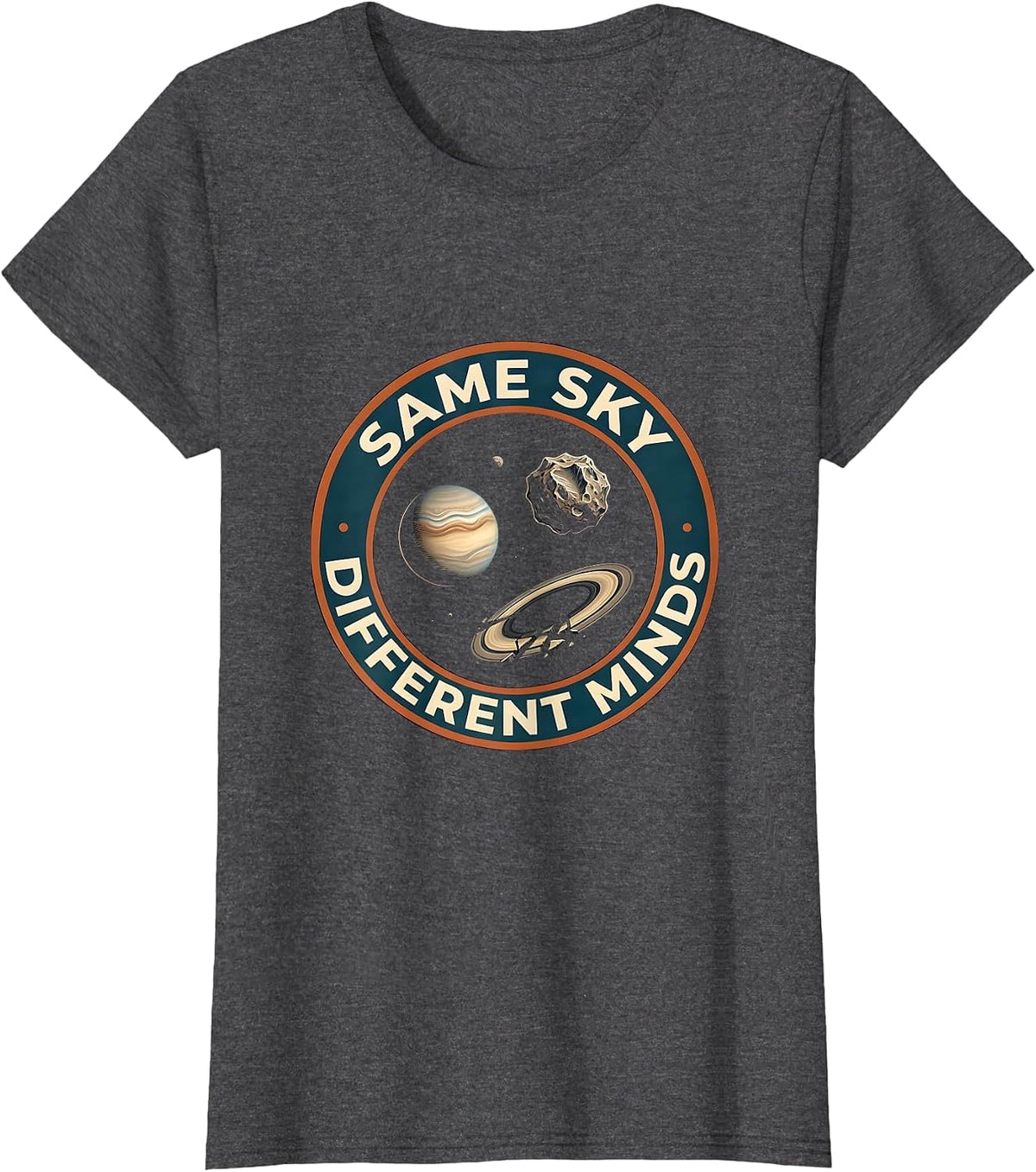 Women's Same Sky Different Minds Neurodiverse Universe Special T-Shirt - Dark Heather Grey