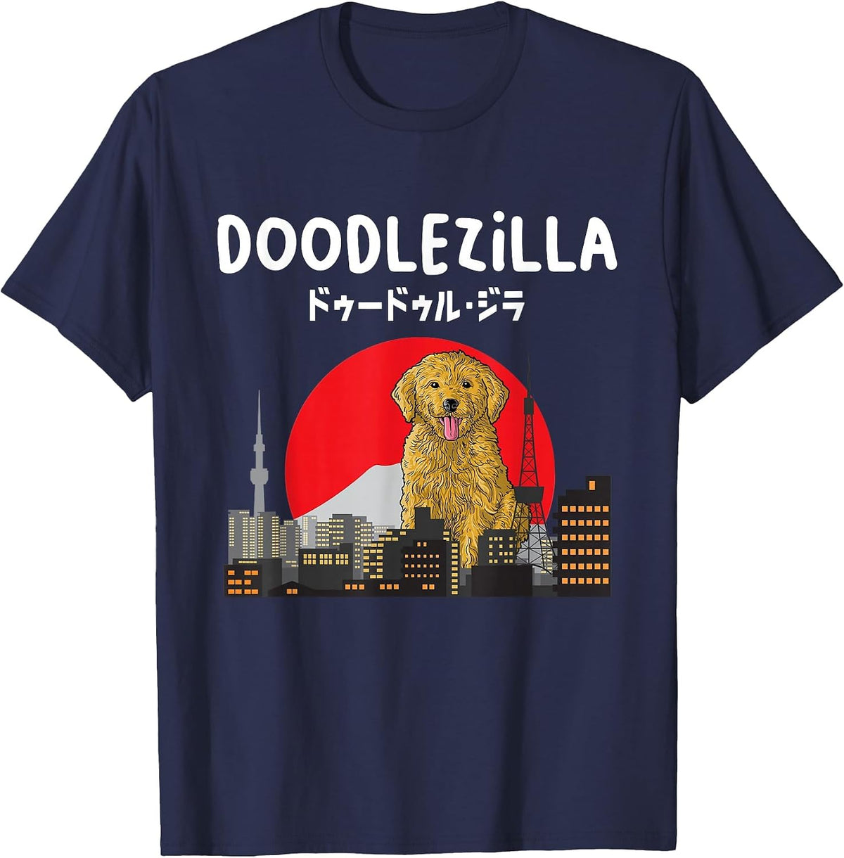 Doodlezilla - Funny Dog Goldendoodle Labradoodle T-Shirt - Navy Blue