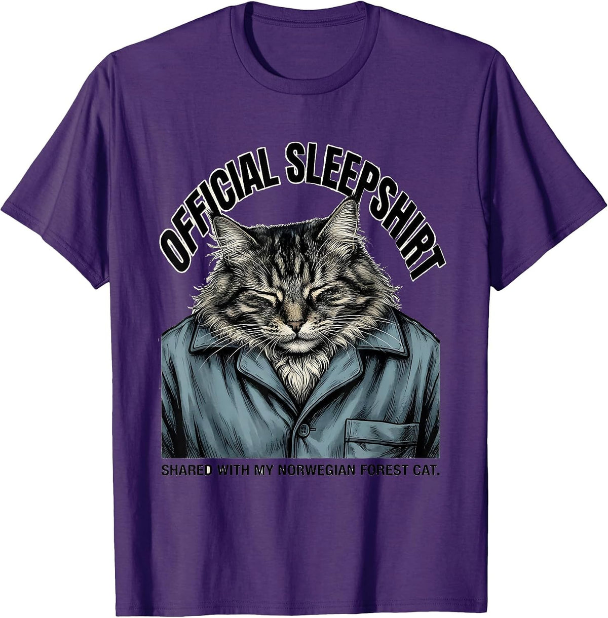 Men's Official Sleepshirt, Shared With My Norwegian Forest Cat T-Shirt - Purple