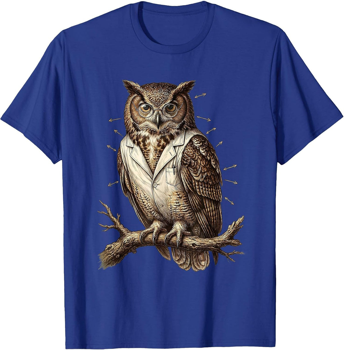 Men's Owl Science Teacher Lab Coat Glasses Design T-Shirt - Royal Blue