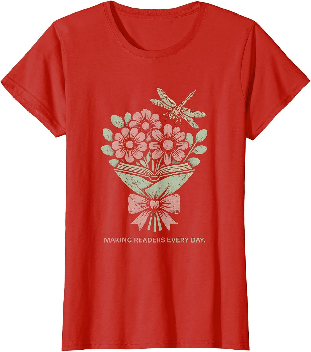Making Readers Every Day Reading Teacher Design T-Shirt - Red