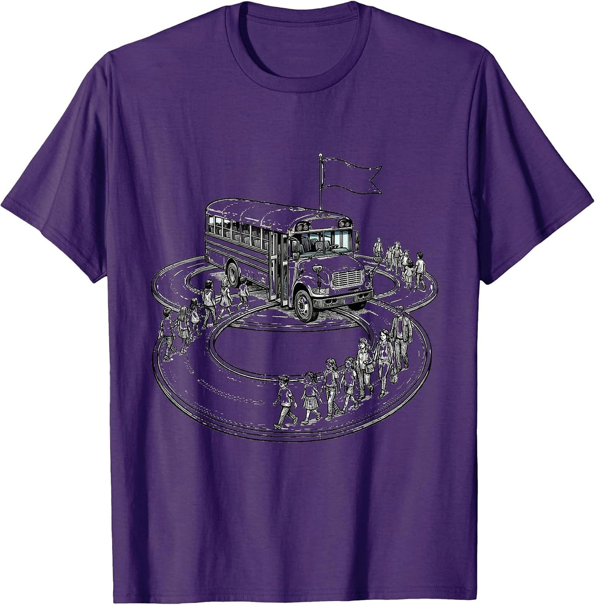 School Bus Field Trip Humor Teacher Student T-Shirt - Purple